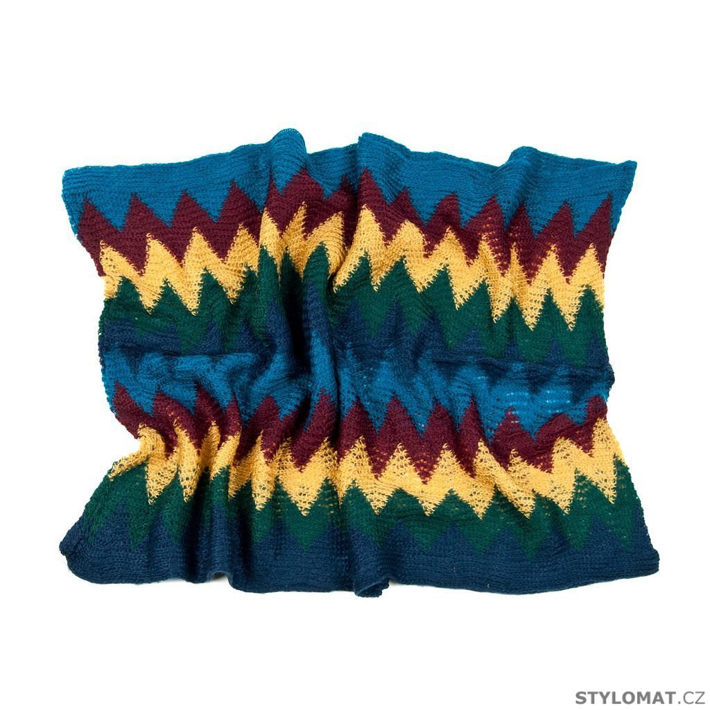 Barevný kruhový šál s barevným cik cak vzorem v tyrkysových odstínech - Art  of Polo - Dámské zimní šály