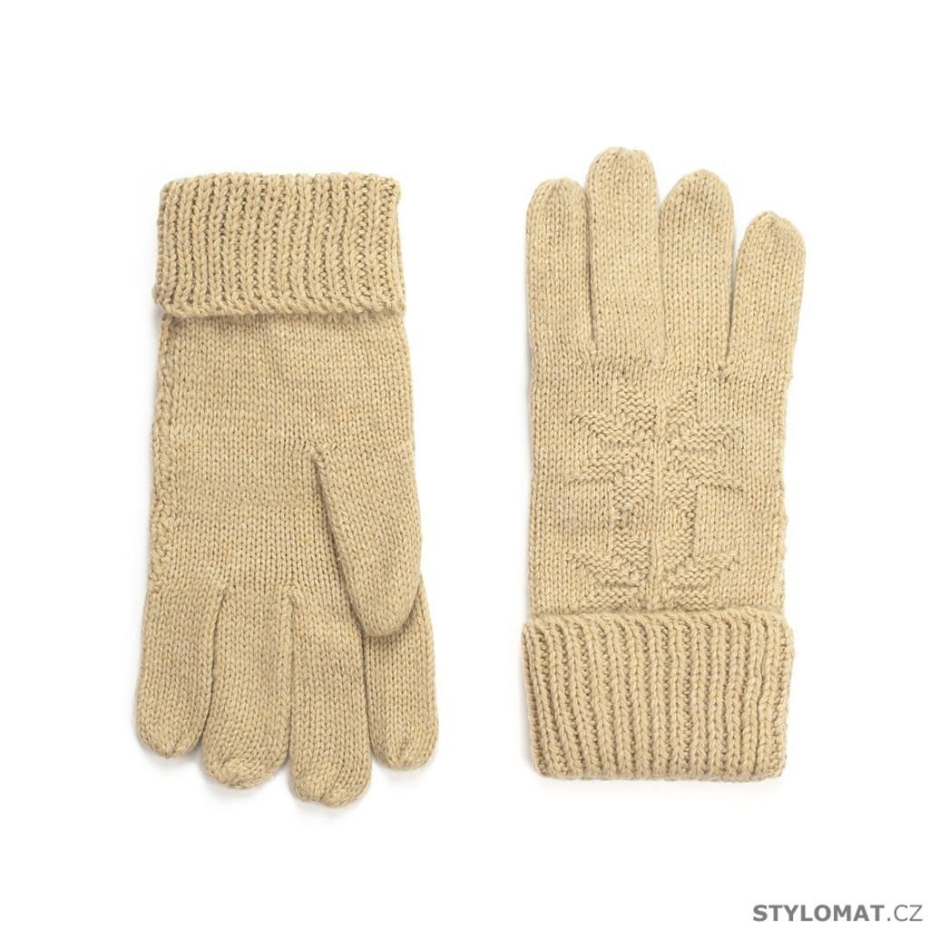 Vlněné rukavice s hvězdou béžové - Art of Polo - Dámské rukavice