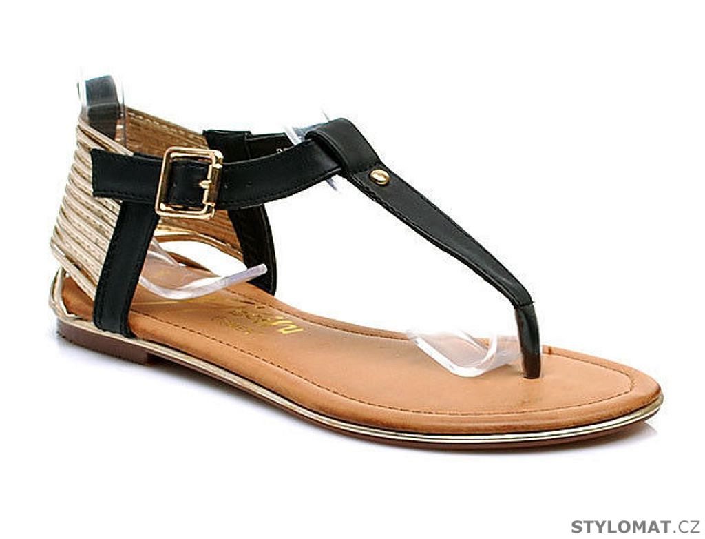 Černé sandálky ve stylu žabek s plnou patou - COMER - Sandále