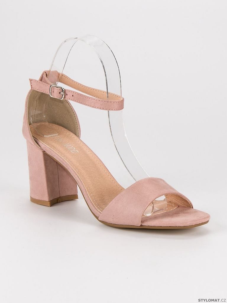 Růžové sandály na podpatku - LAURA MODE - Sandále