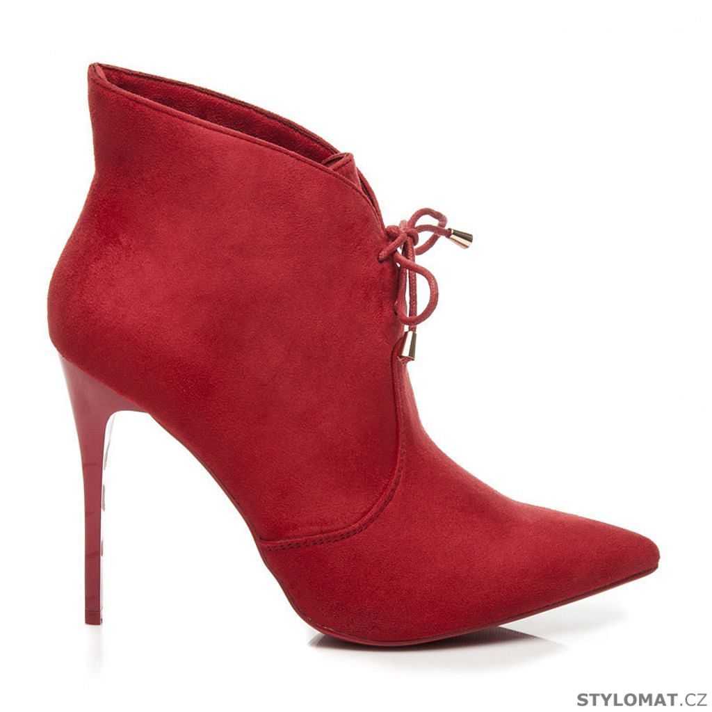 Červené boty na podpatku - BETLER - Kotníčkové boty