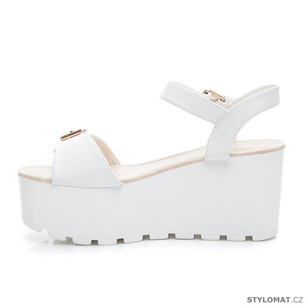 Dámské bílé sandály na platformě - KOI - Sandále