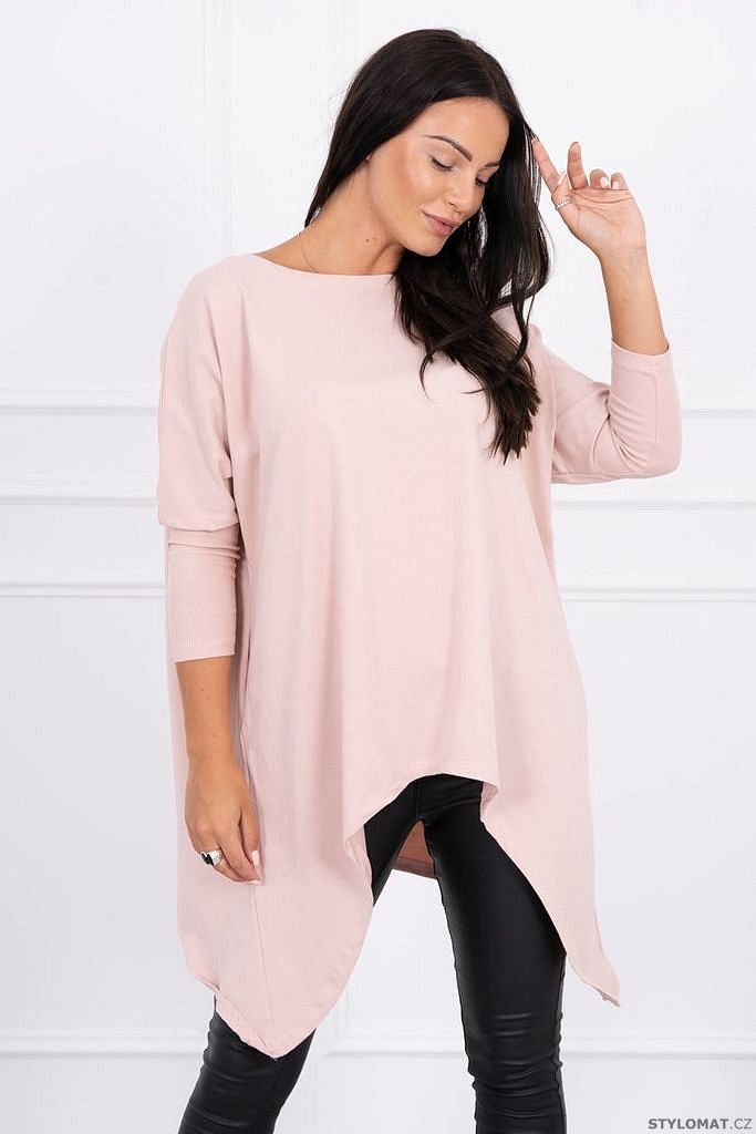 Oversize dámské tričko tmavě růžové - Kesi - Trička s dlouhým rukávem