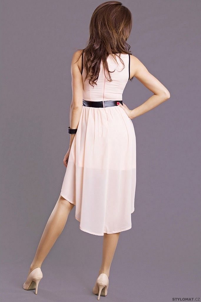 Plesové asymetrické meruňkové šaty - Emamoda - Krátké společenské šaty