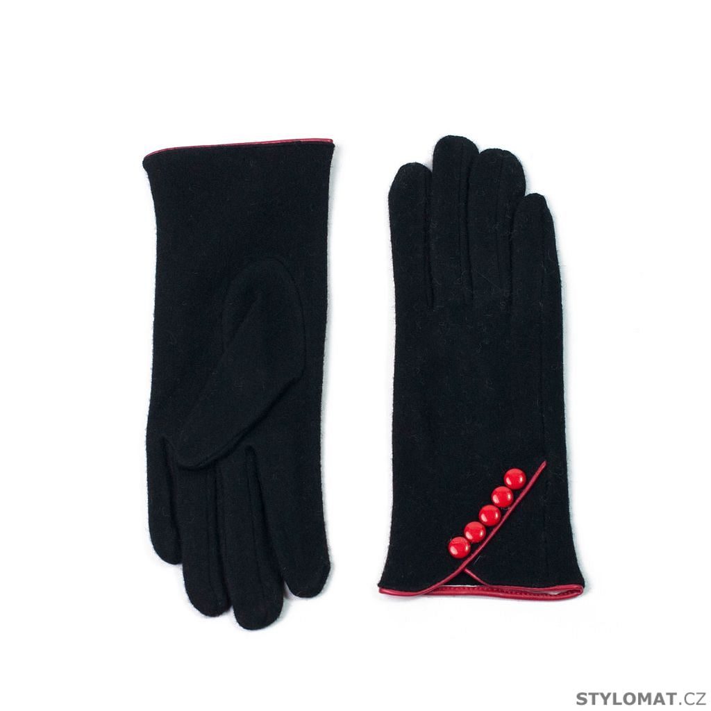 Vlněné rukavice s pěti červenými knoflíčky - Art of Polo - Dámské rukavice