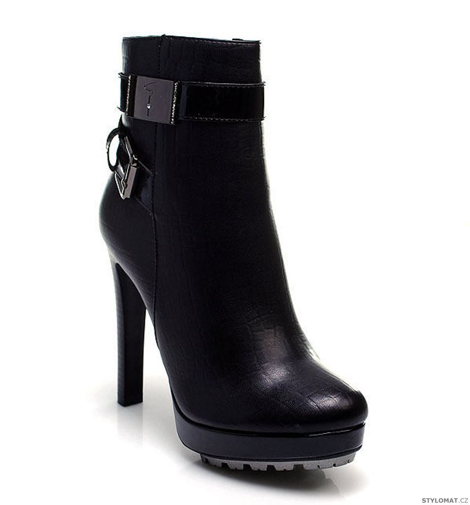 Černé nízké kozačky na podpatku - Belle Women - Kotníčkové boty