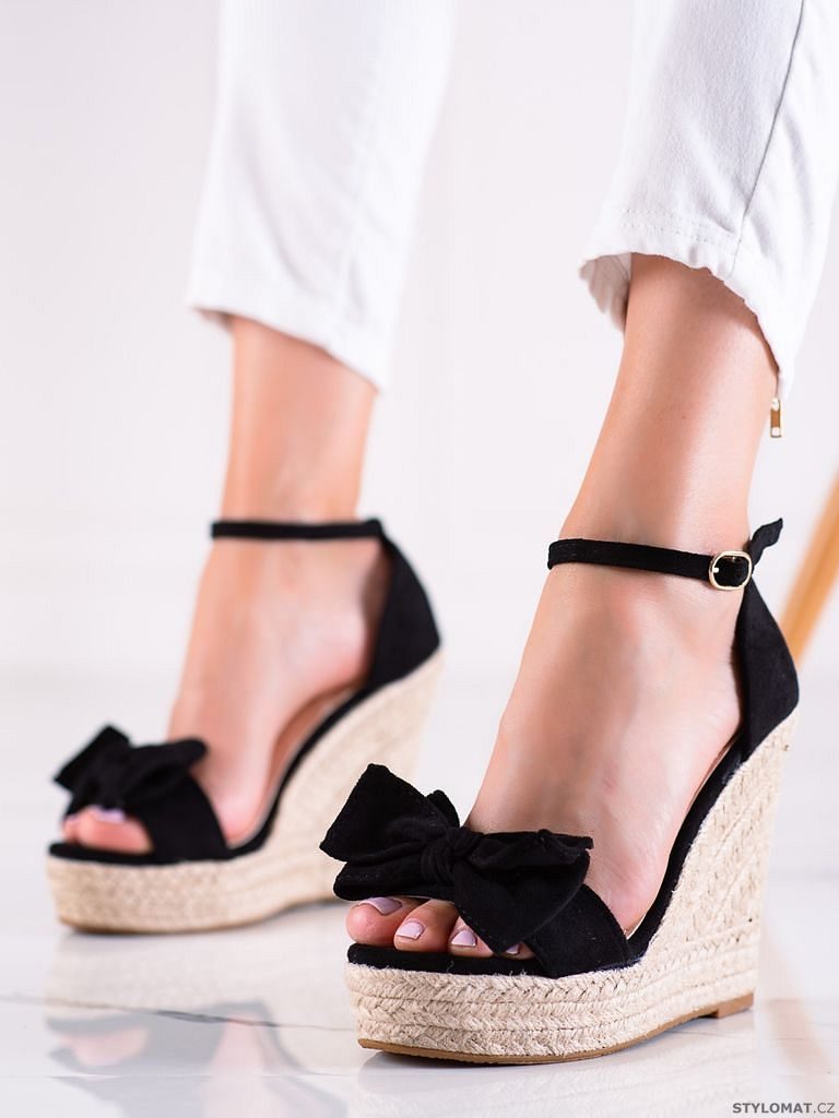 Sandálky na klínku s mašlí - ANESIA PARIS - Sandále