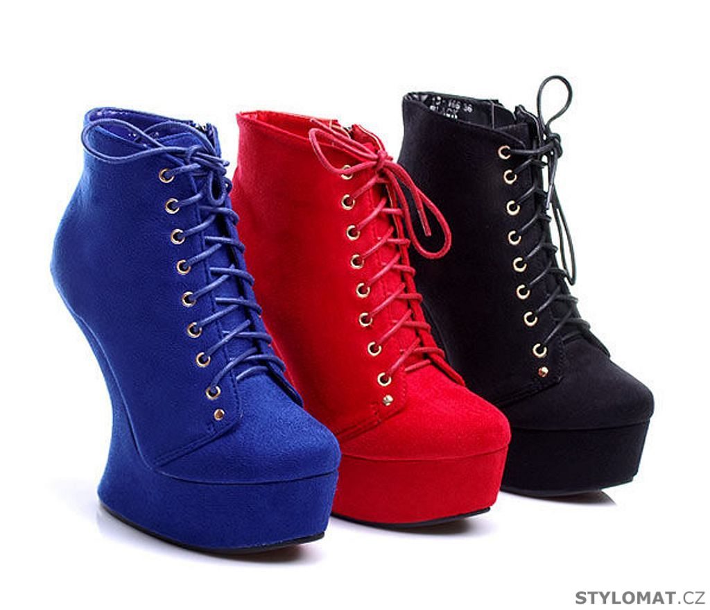 Červené extravagantní boty na platformě - Jennika - Kotníčkové boty