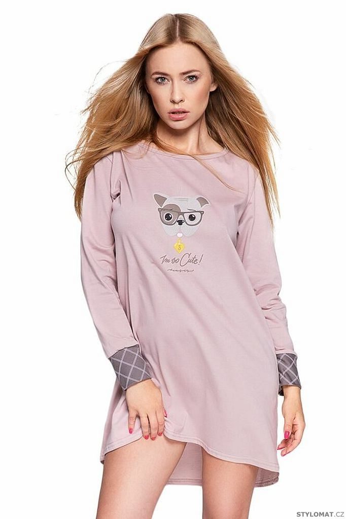 Dámská noční košile Perro starorůžová s potiskem pejska - Sensis - Noční  košile