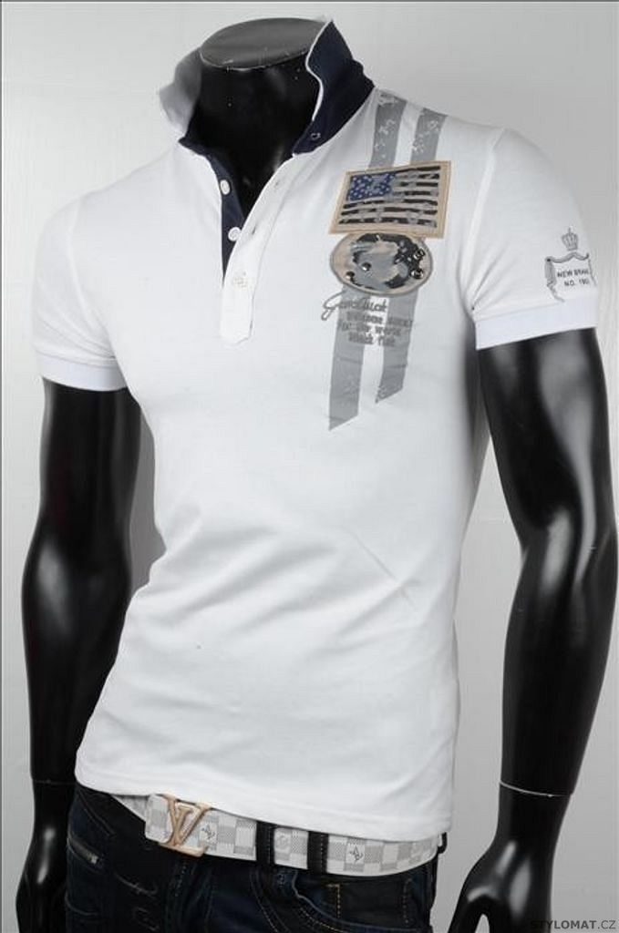 Trendy bílé polo tričko s potiskem - jiny - Trička
