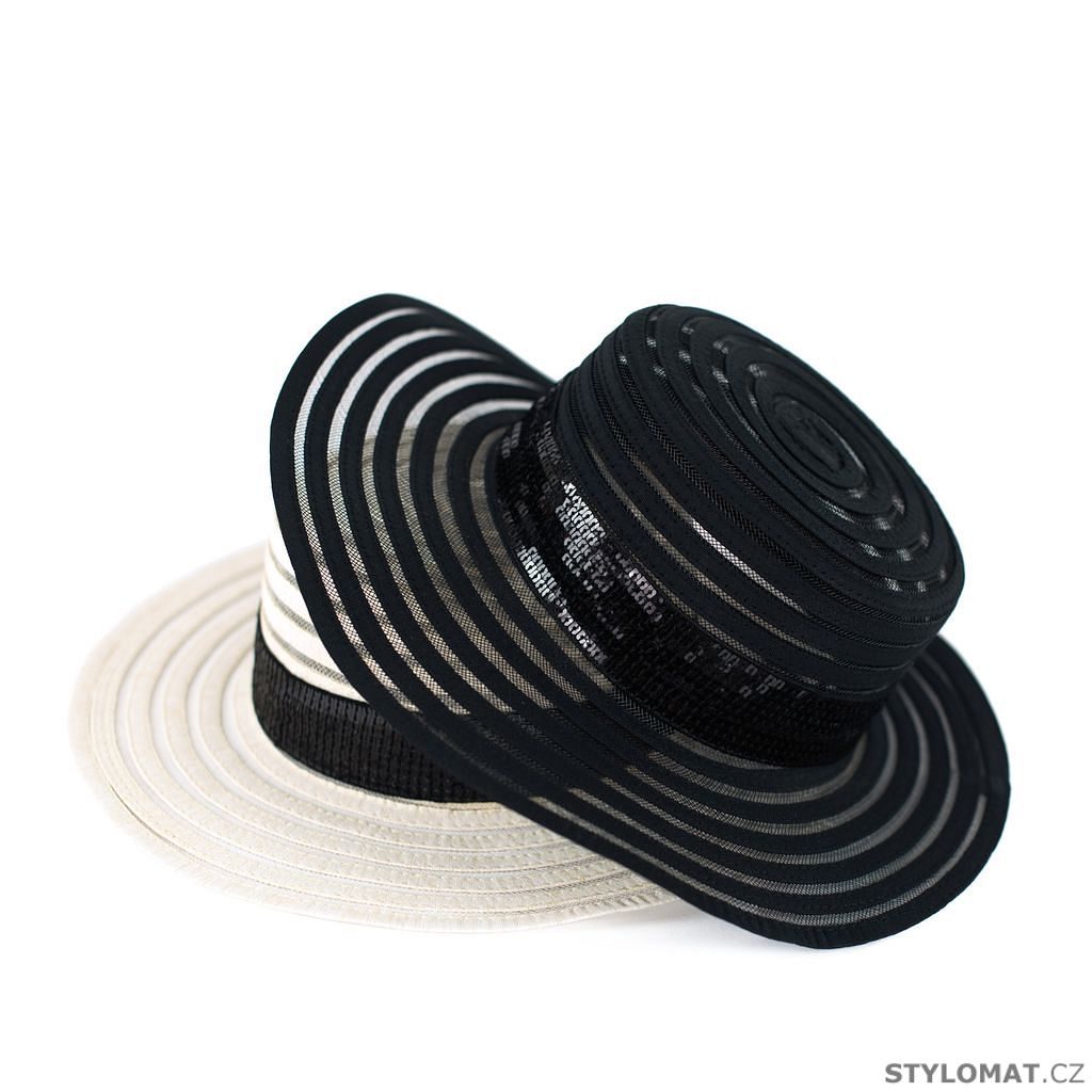 Elegantní letní klobouk s flitry - černý - Art of Polo - Dámské letní  klobouky