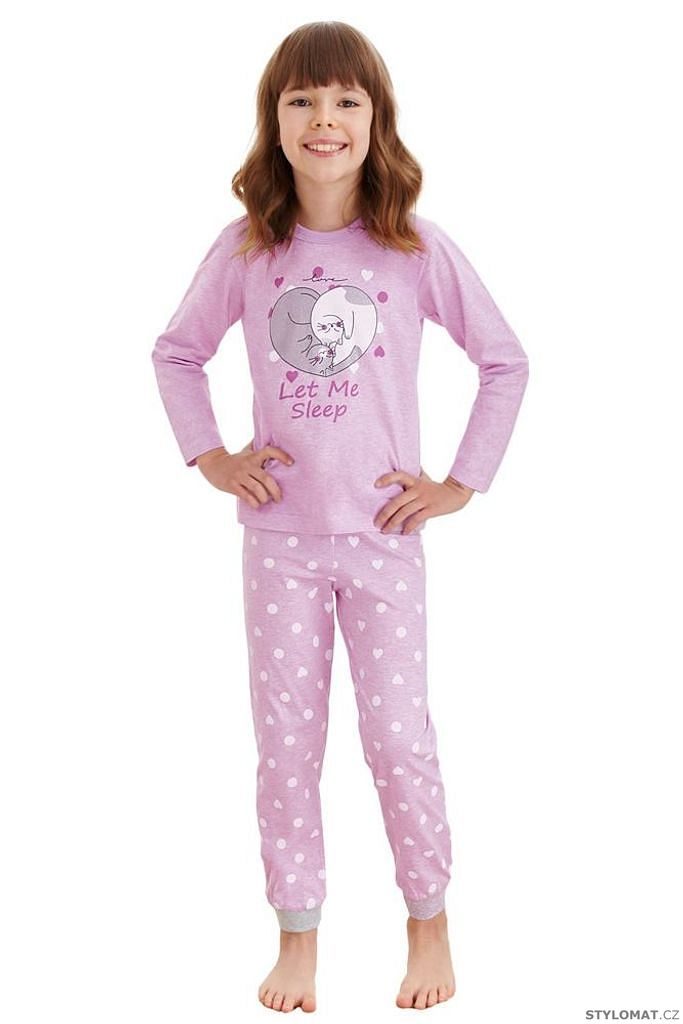 Dívčí pyžamo Elza fialové kočky - Taro - Dětská pyžama a noční košile