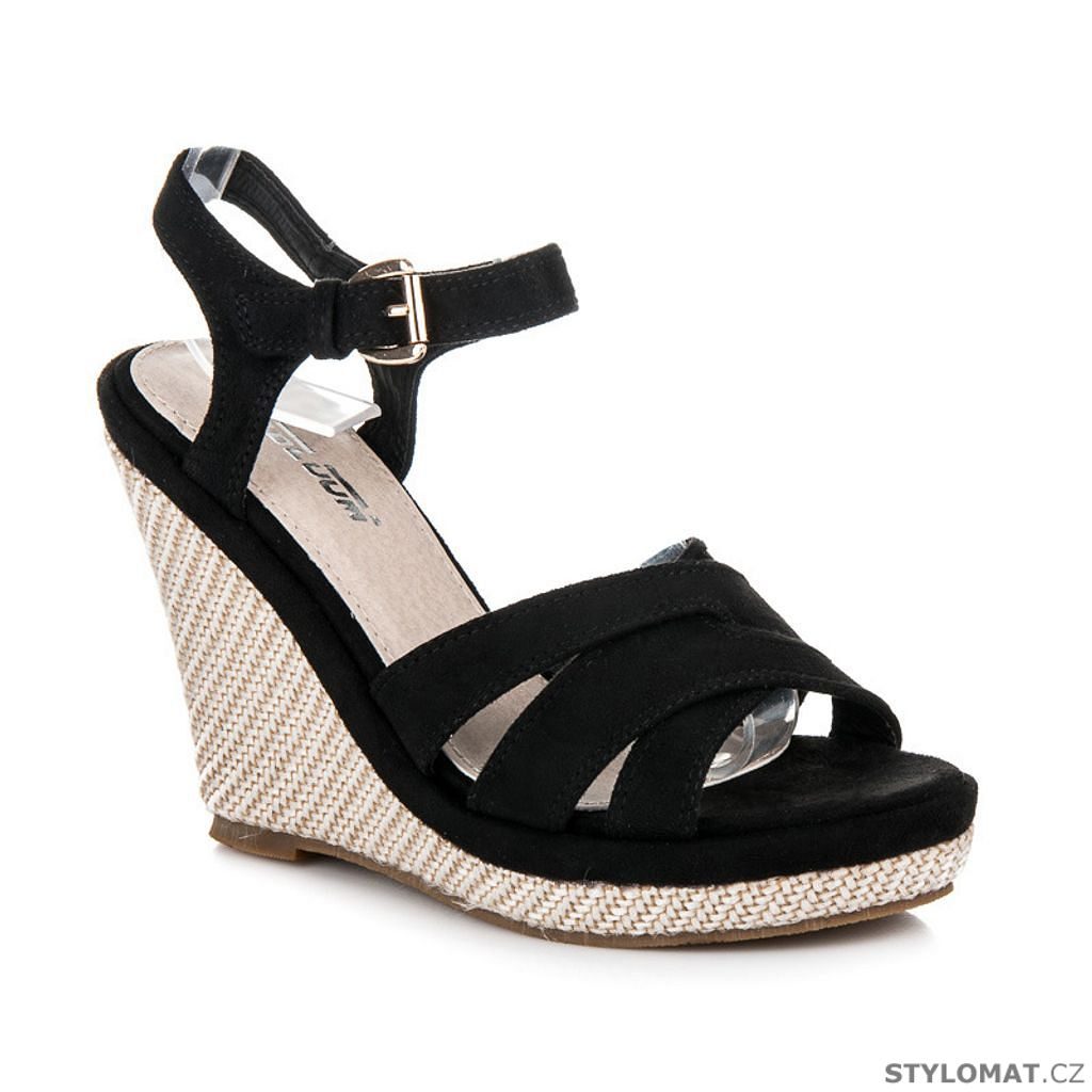 Letní obuv na klínu černá - Abloom - Sandále
