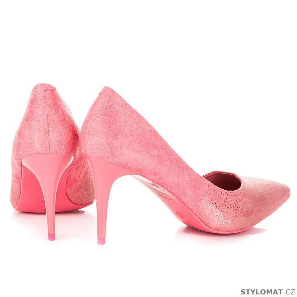 Semišové boty na podpatku světle růžové - Qinba - Lodičky
