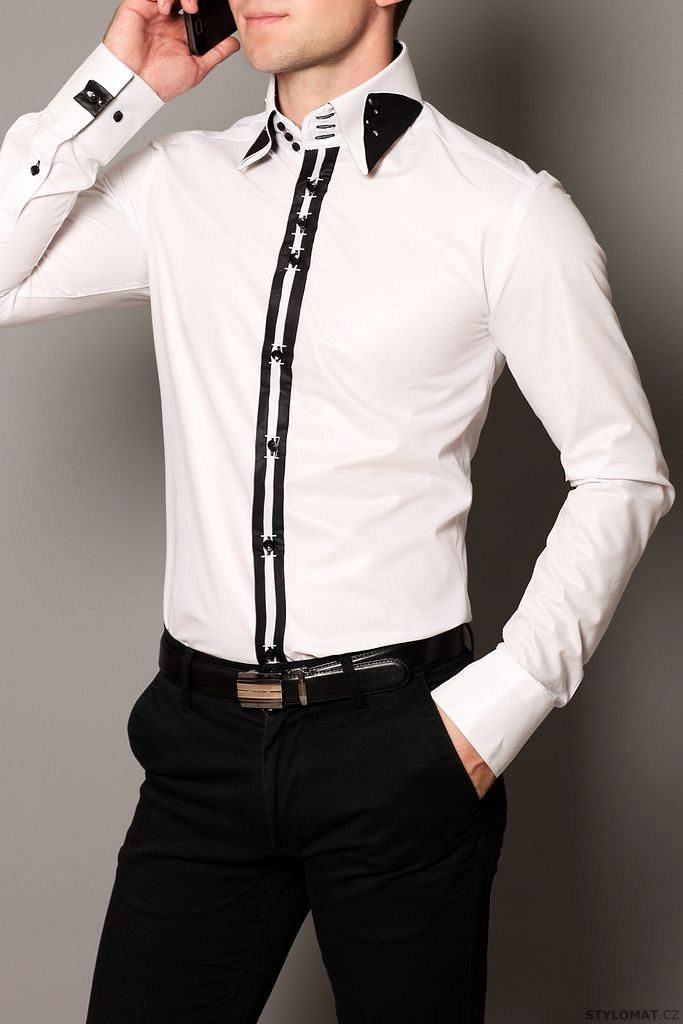 Pánská bílá elegantní košile - Puzzle men - Košile