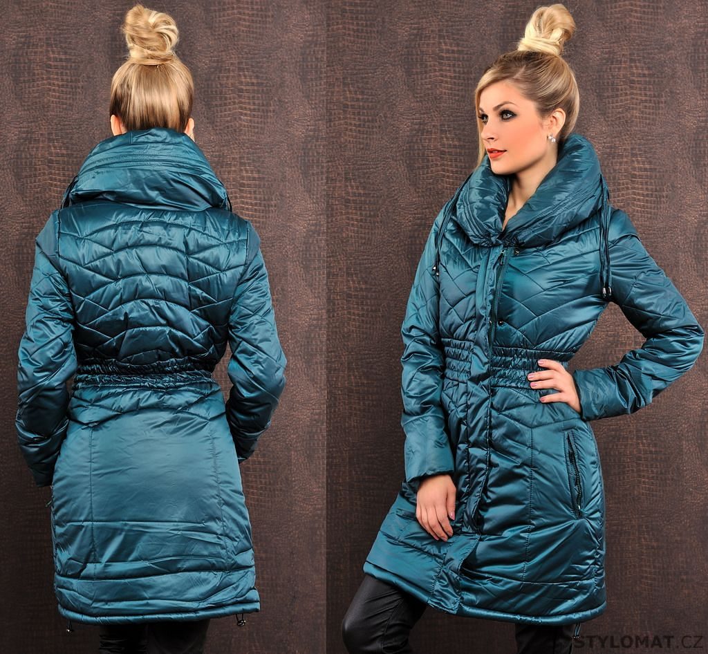 Módní zimní kabát petrolejový - Fashion - Kabáty a kabátky