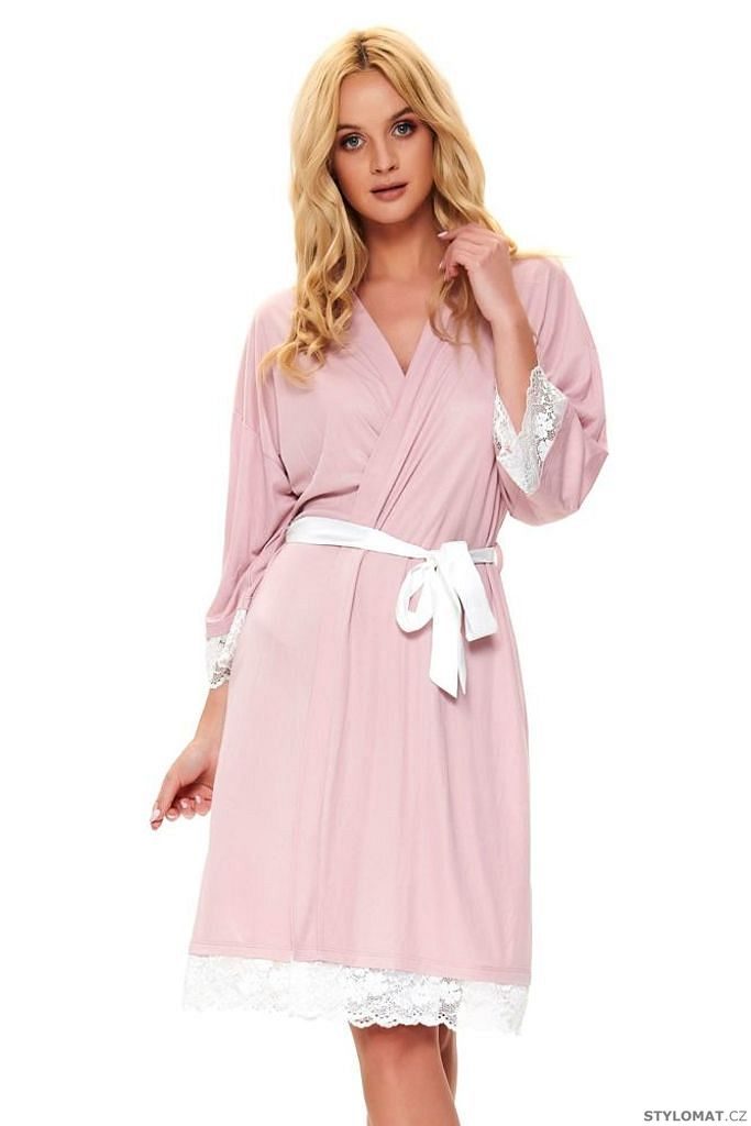 Elegantní dámský župan Mariana růžový - DN Nightwear - Bavlněné a lehké
