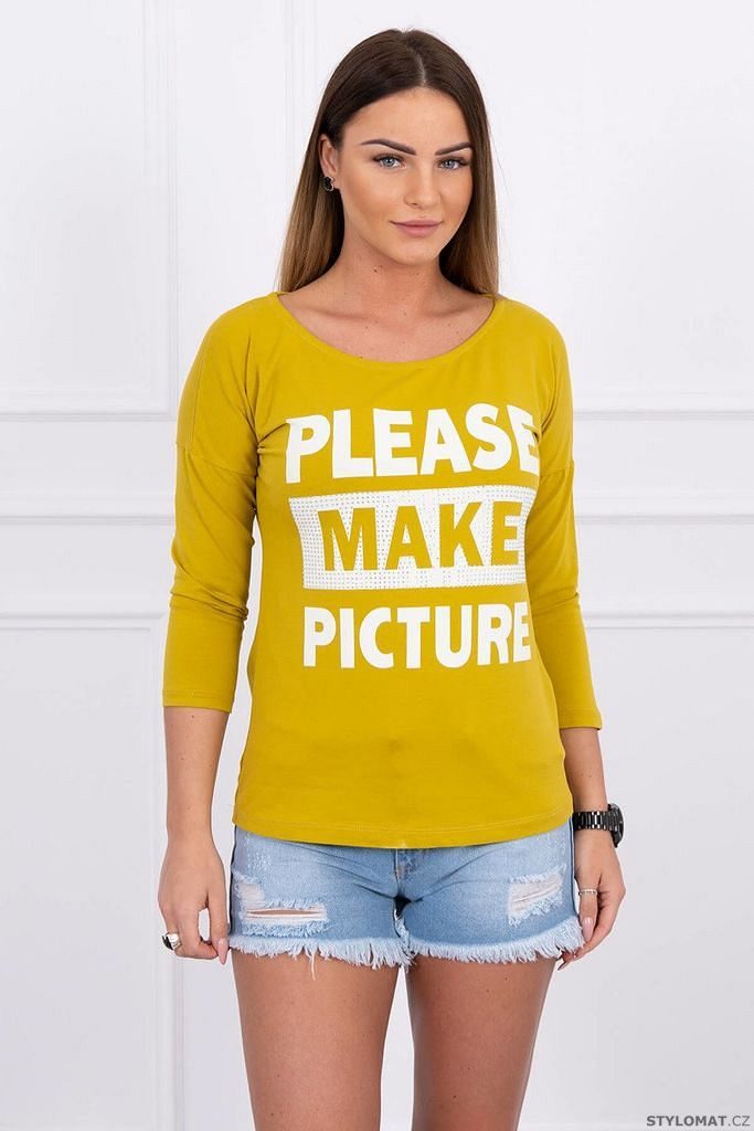 Tričko "PLEASE MAKE PICTURE", kiwi - Kesi - Trička s dlouhým rukávem