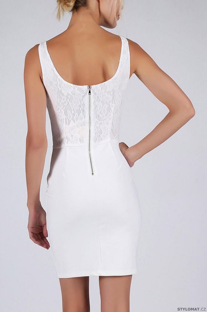 Bílé pouzdrové společenské šaty - Soky&Soka - Dlouhé společenské šaty