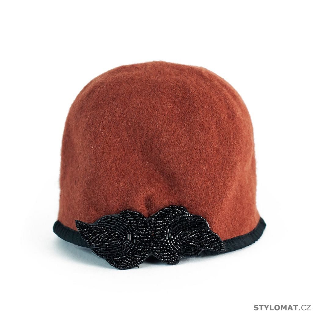 Dámský podzimní klobouk s černou mašlí oranžový - Art of Polo - Vlněné  klobouky