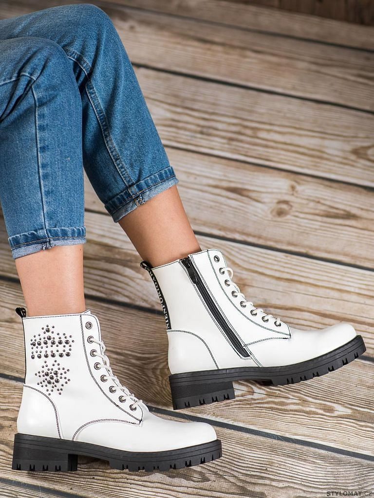Kotníkové boty glády bílé - GOODIN - Kotníčkové boty