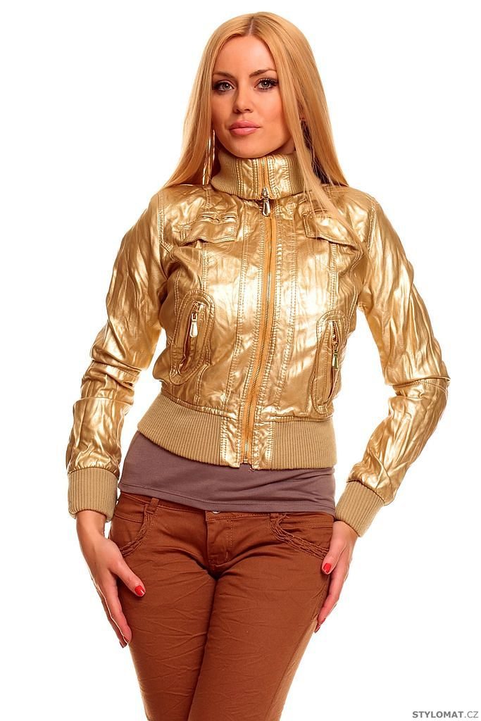 Zlatá bunda imitace kůže - Redial - Jarní bundy