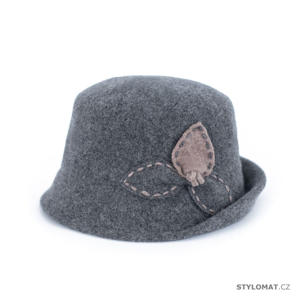 Šedý vlněný klobouk s lístky - Art of Polo - Vlněné klobouky