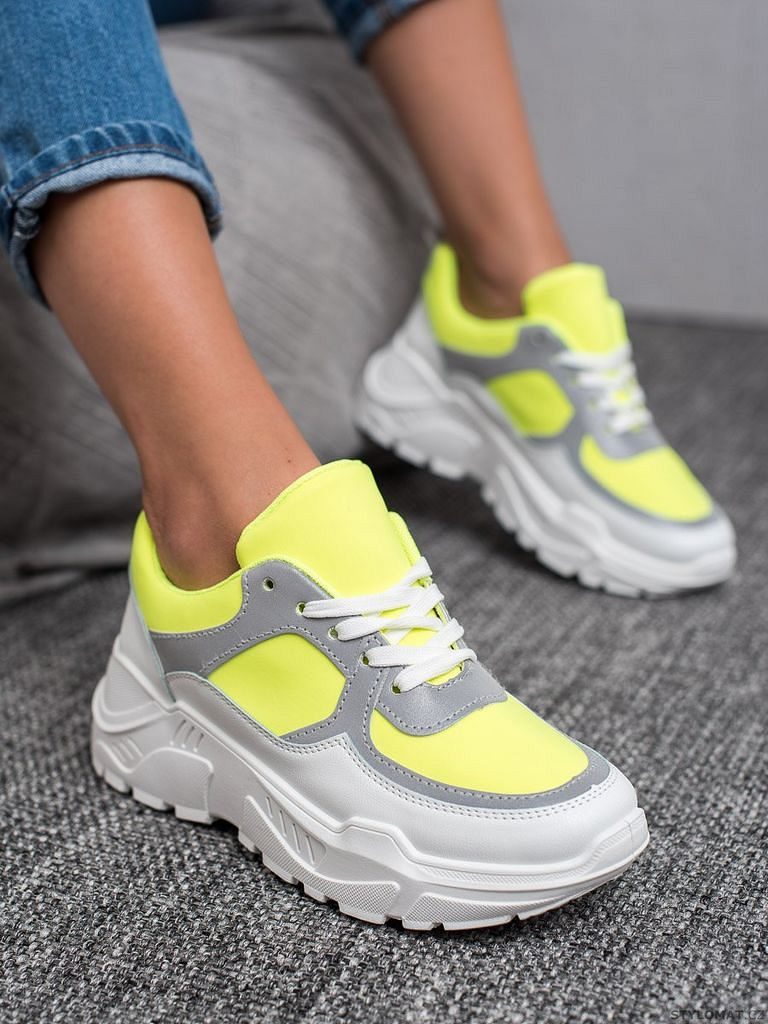 Neonové sportovní boty žluté - Ideal Shoes - Tenisky