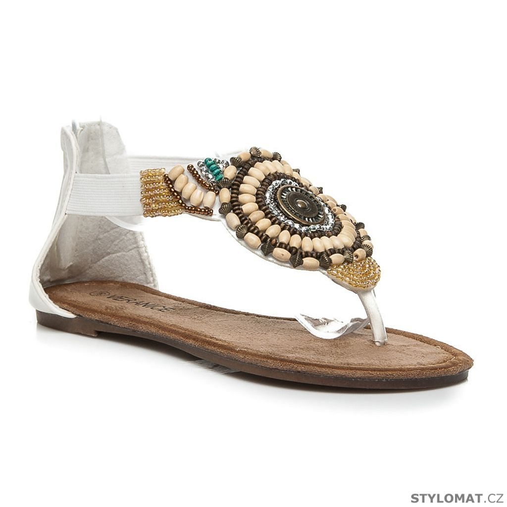 Bílé indiánské sandály - Veranice - Sandále