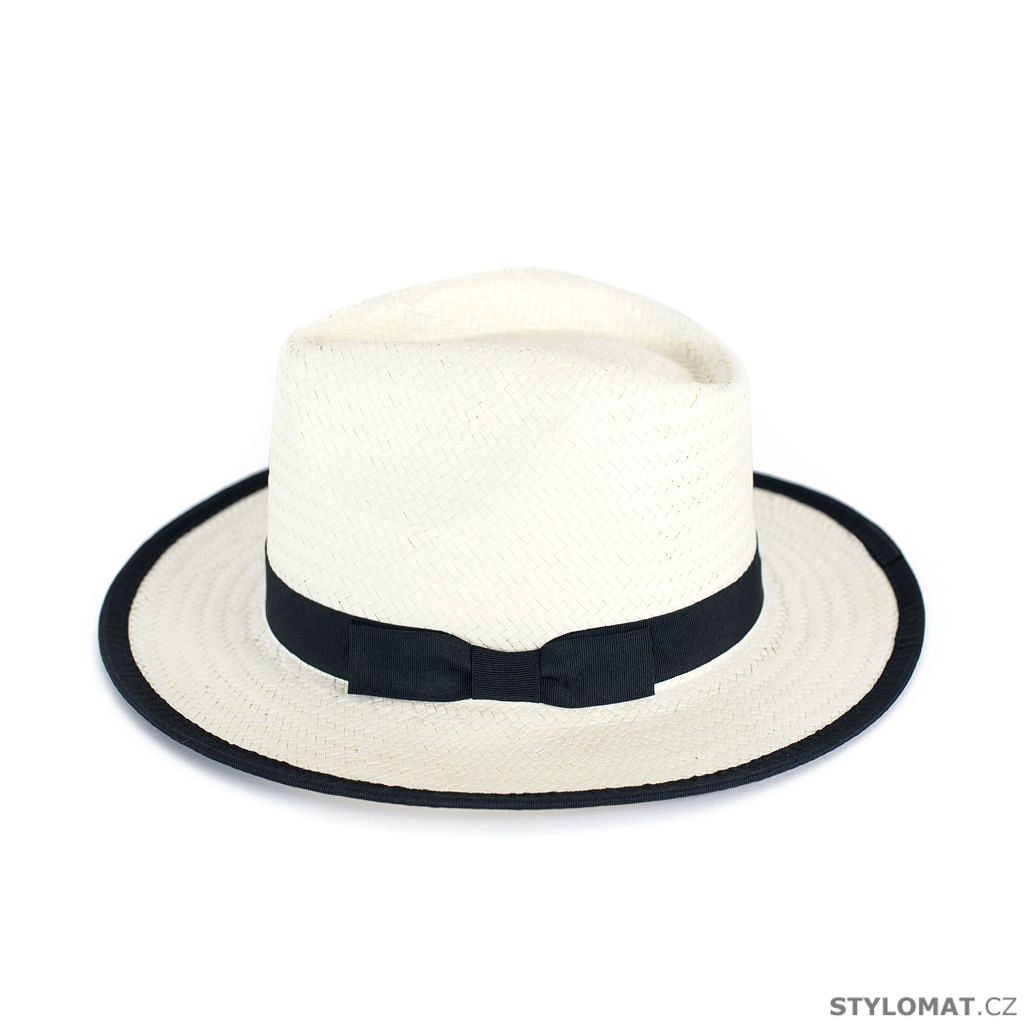 Bílý klobouk s černým lemem a mašlí - Art of Polo - Dámské letní klobouky