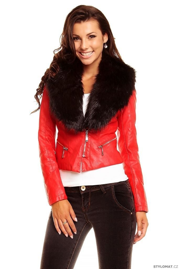 Červená koženková bunda - Osley - Zimní bundy