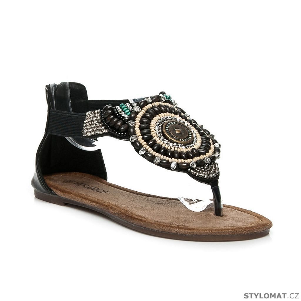 Indiánské sandálky černé - Veranice - Sandále