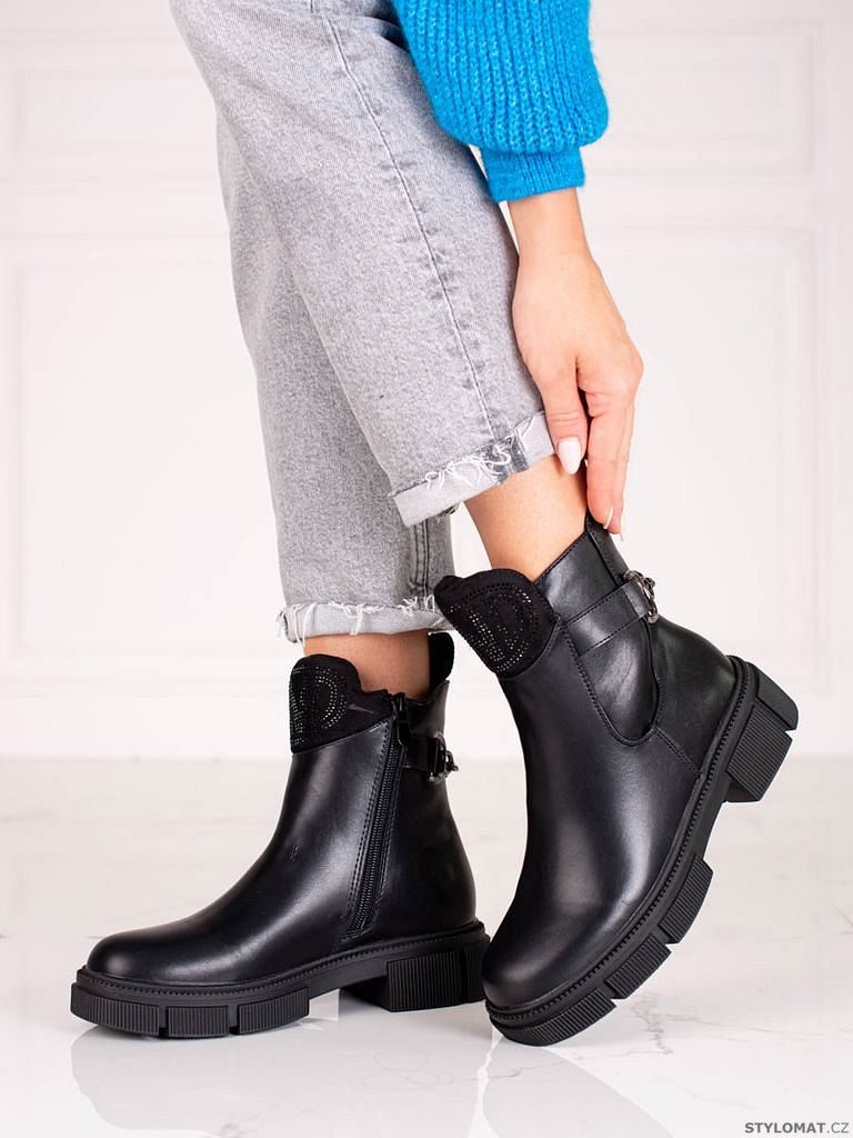 Černé dámské kotníkové boty na platformě shelovet - Shelovet - Kotníčkové  boty