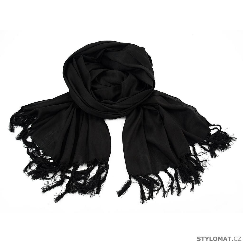 Jednobarevný elegantní šátek černý - Art of Polo - Dámské šátky a šály