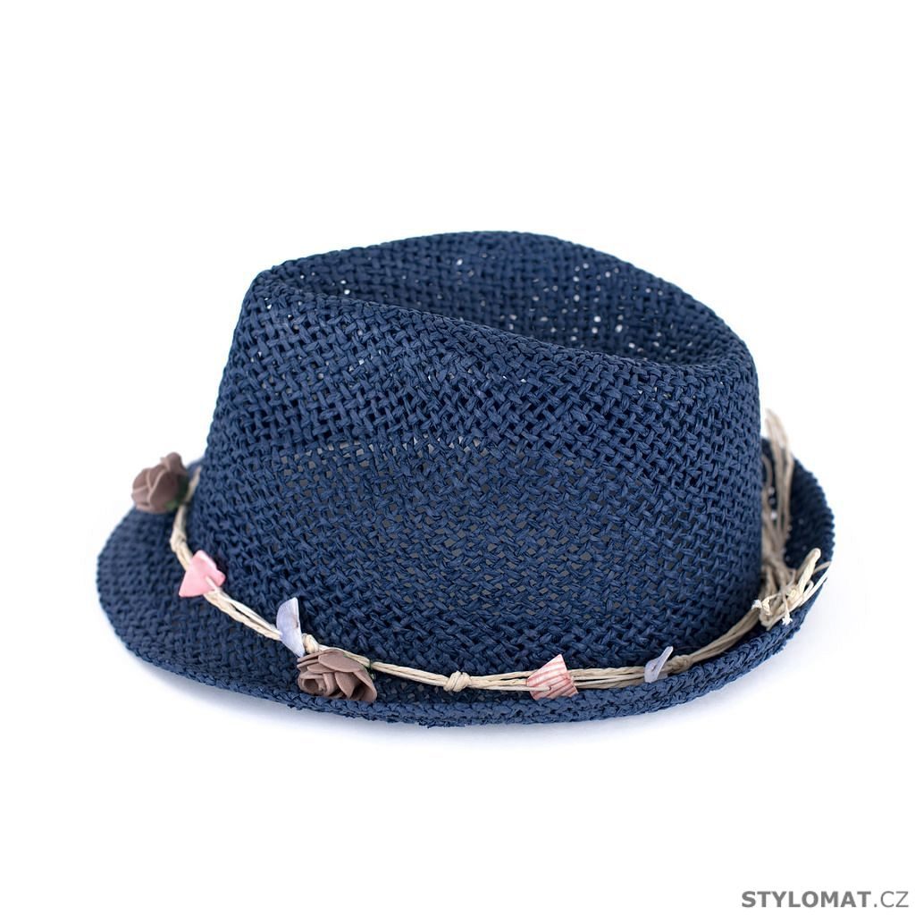 Letní klobouk s kytičkami modrý - Art of Polo - Dámské letní klobouky