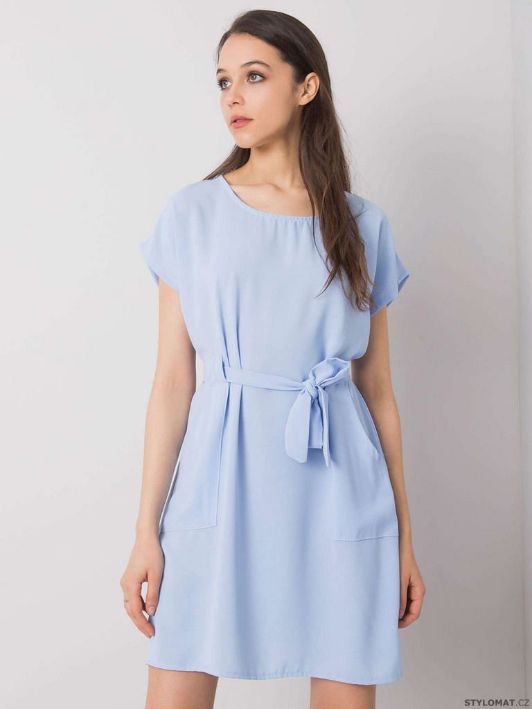 Světle modré šaty s kapsami - Stylomat.cz - Krátké letní šaty