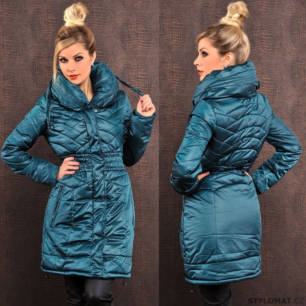 Módní zimní kabát petrolejový - Fashion - Kabáty a kabátky
