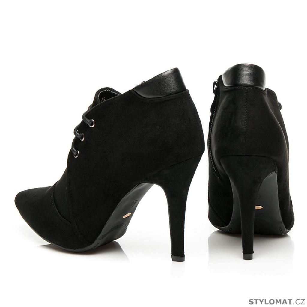 Černé šněrovací boty na jehlovém podpatku - VICES - Kotníčkové boty