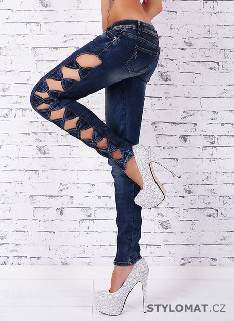 Trendy modré džíny s mašličkami - Simply Chic - Jeansy