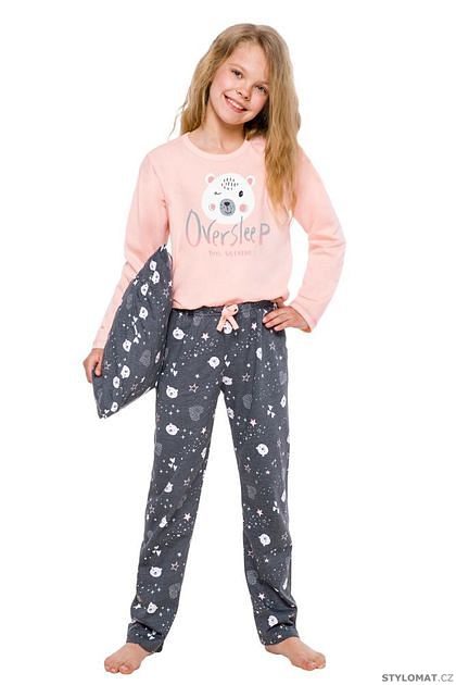 Dívčí pyžamo Maja lososové s medvídkem - Taro - Dětská pyžama a noční košile