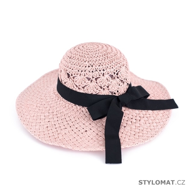 Růžový klobouk s mašlí - Art of Polo - Dámské letní klobouky