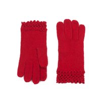 Vlněné rukavičky s krajkou červené