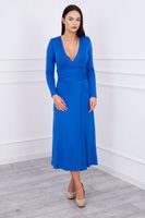 Jednoduché šaty s hlubokým výstřihem, modrá