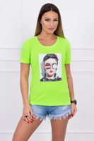 Tričko s grafikou ženy, neonově zelená