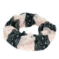 Pruhovaný šál s růžovými puntíky - černobílý