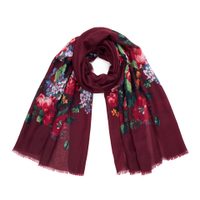 Šátek s malovanými květy bordó