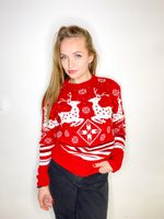 Vánoční svetr s norským vzorem - červená