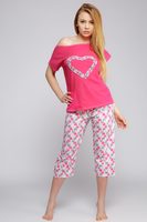 Dámské bavlněné pyžamo Srdce růžové