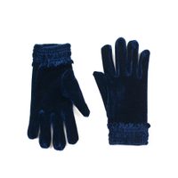 Velvetové rukavice s volánkem modré