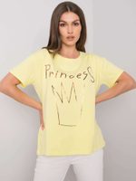 Žluté dámské bavlněné tričko s potiskem